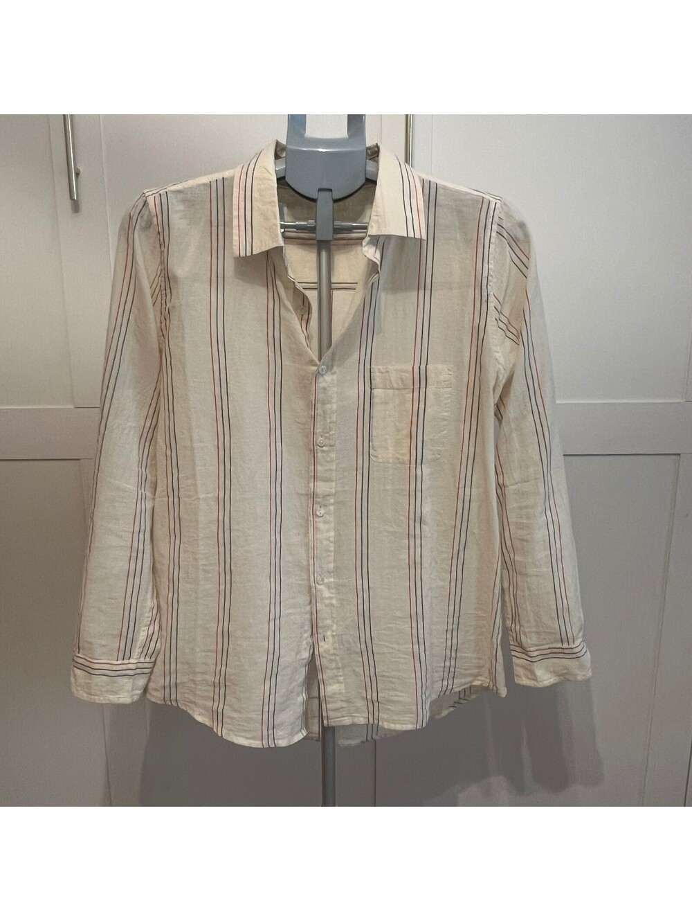 Woman's Sundry Lightweight Striped Button-Up Shirt, Size Medium